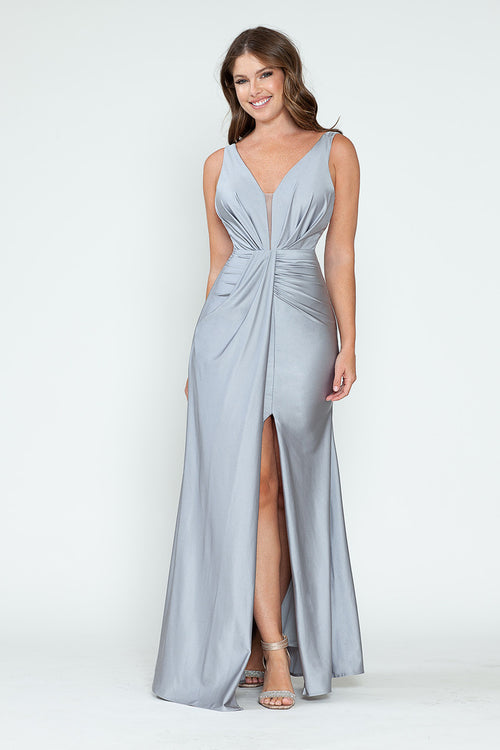 Vestido de dama de honor con escote en V, corte imperio y fruncido, de Lenovia 5319 (Nueva colección)