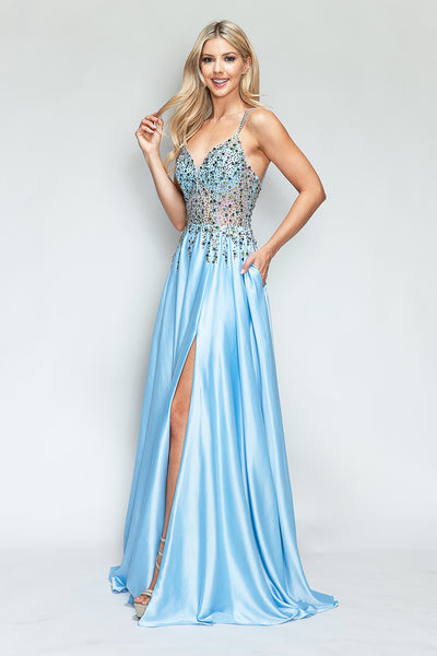 Prom Dress V-Neck Spaghetti Strap A-Line Formal Gown By Lenovia 8331-New Collection