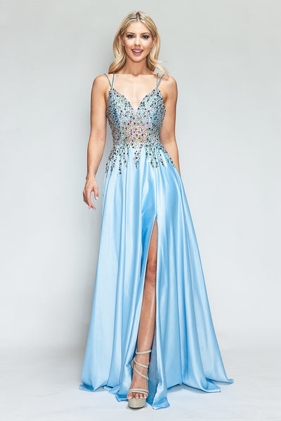 Prom Dress V-Neck Spaghetti Strap A-Line Formal Gown By Lenovia 8331-New Collection