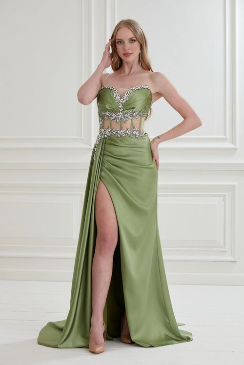 Passion Dress P5078 Satin Corset Gown