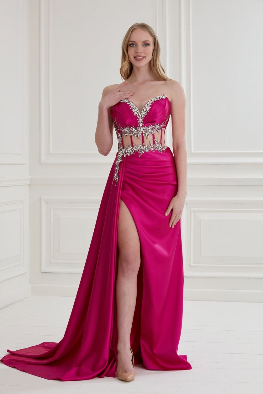 Passion Dress P5078 Satin Corset Gown