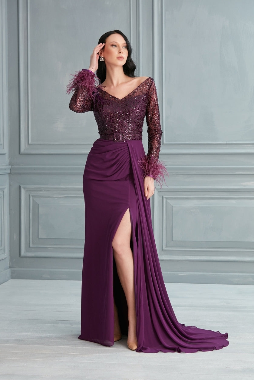 Passion Dress P5030 Sequin V-Neck Gown