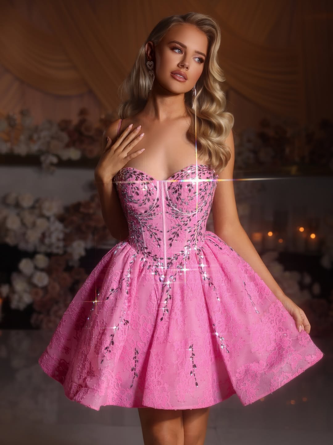 Portia and Scarlett PS25785 Sparkling Bow Mini Dress
