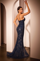 Ladivine CD795 Beaded Prom Dress – Sheer Corset Mermaid Evening Gown