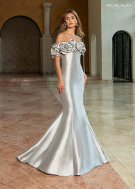 Rachel Allan RB8221 Off the Shoulder Mikado Mermaid Evening Dress