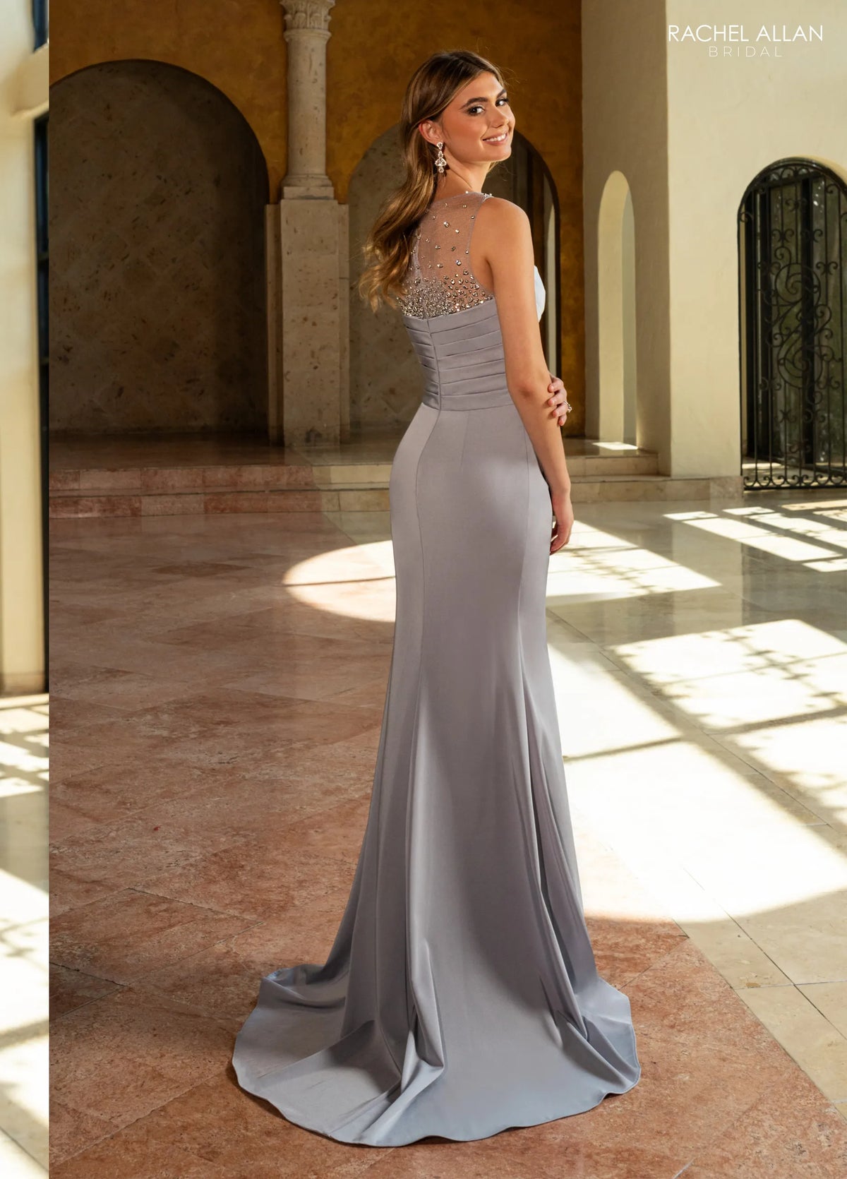 Rachel Allan GUNMETAL SILVER dress