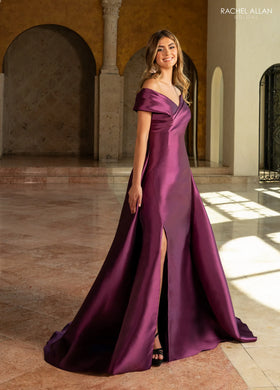 Rachel Allan RB8206 Off The Shoulder Sleeveless Sculpted Bodice Evening Dress