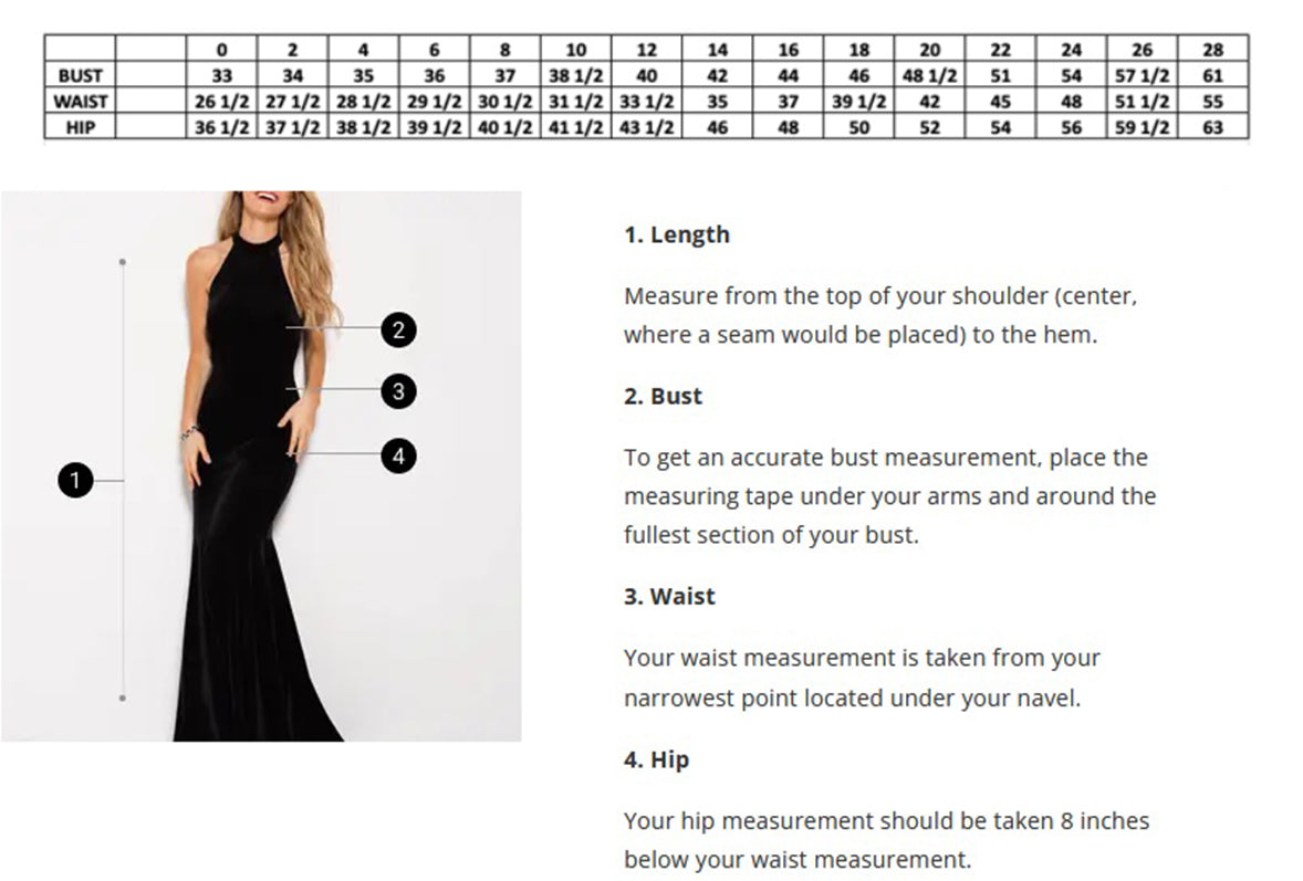 Stella Couture Size Chart