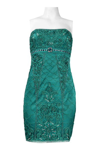 Sue Wong N1407 Scalloped Gem Strapless Mesh Dress