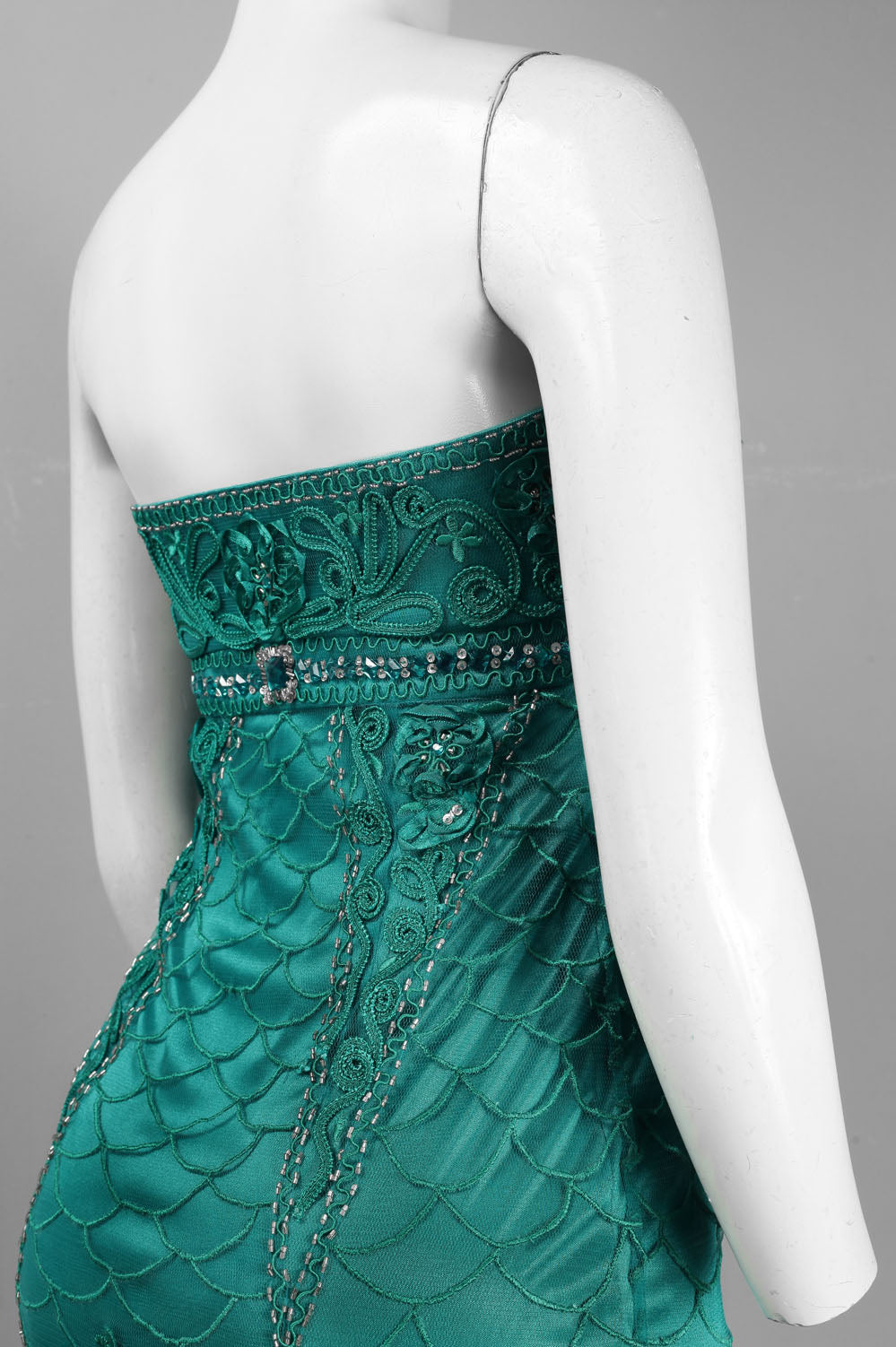Sue Wong N1407 Scalloped Gem Strapless Mesh Dress