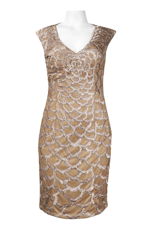 Sue Wong N2330 Cap Sleeve Embroidered Scalloped Dress