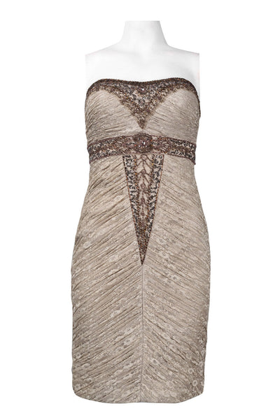 Sue Wong N2424 Strapless Beaded Empire Waist Lace Dress