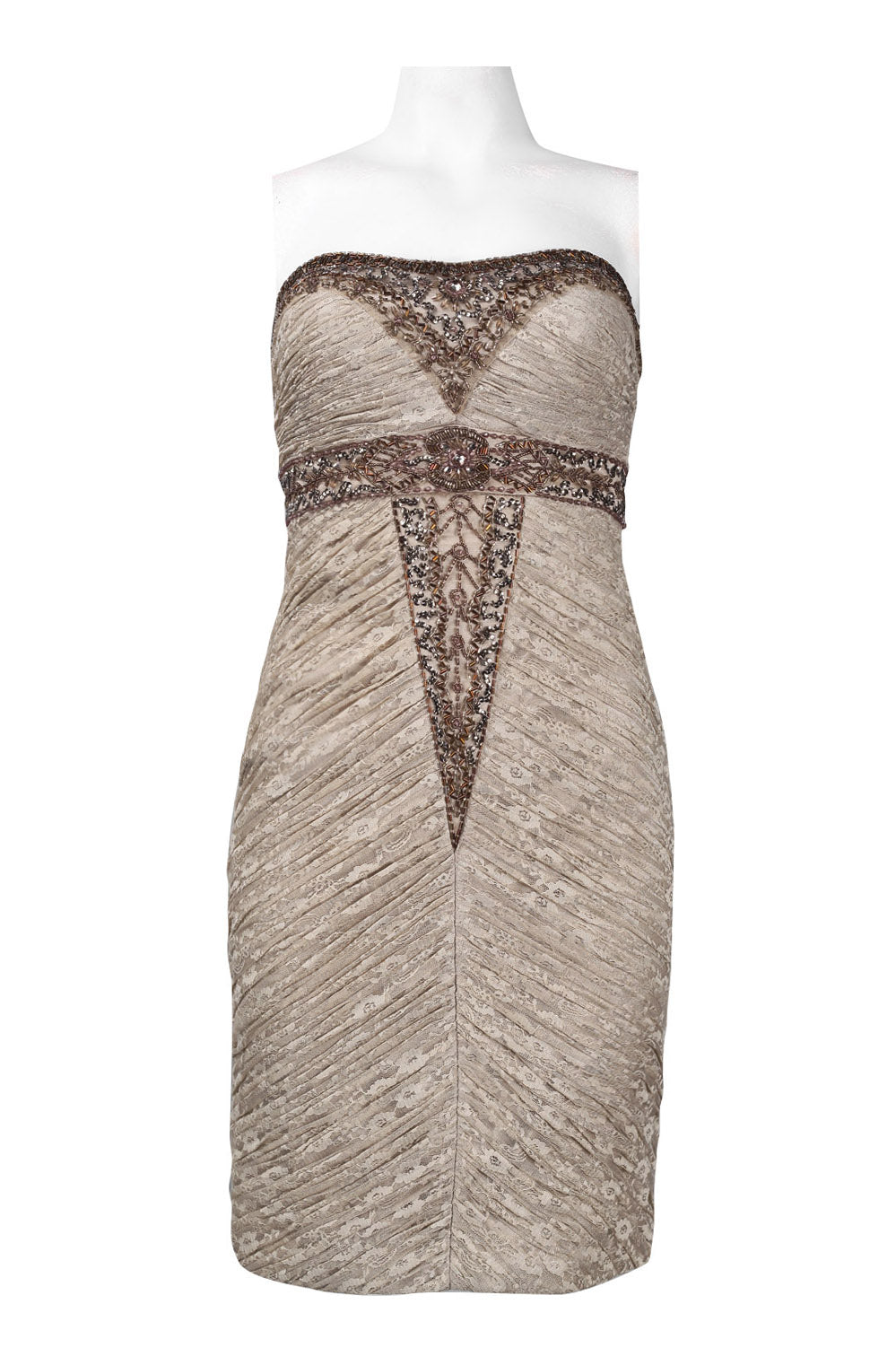Sue Wong N2424 Strapless Beaded Empire Waist Lace Dress