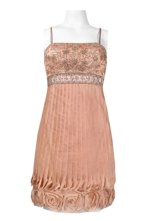 Sue Wong N2445 Spaghetti Strap Beaded Rosette Hem Dress