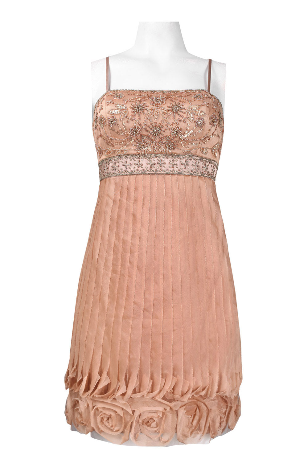 Sue Wong N2445 Spaghetti Strap Beaded Rosette Hem Dress