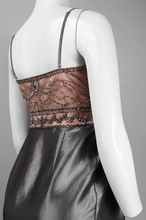 Sue Wong N3434 Beaded Scrolling Pattern Taffeta Dress