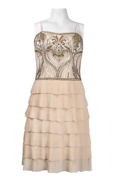 Sue Wong N4100 Spaghetti Strap Beaded Accordion Dress
