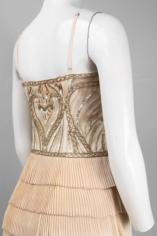 Sue Wong N4100 Spaghetti Strap Beaded Accordion Dress