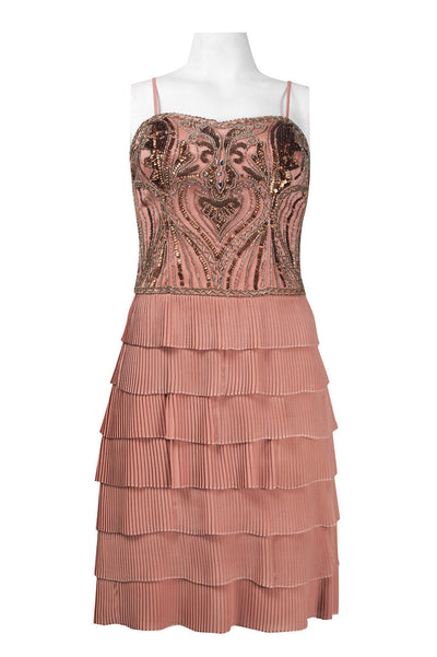 Sue Wong N4100 Spaghetti Strap Beaded Accordion Dress