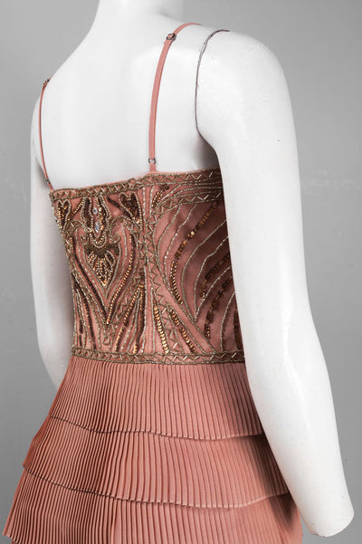 Sue Wong N4100 Spaghetti Strap Beaded Accordion Dress