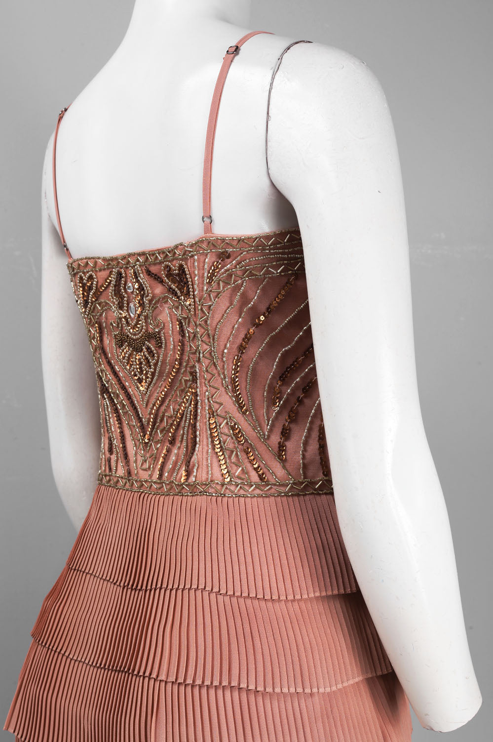 Sue Wong N4100 Spaghetti Strap Beaded Accordion Dress