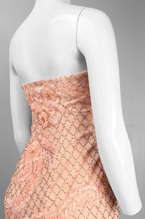 Sue Wong N4130 Strapless Floral Beaded Mermaid Dress