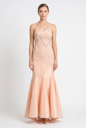 Sue Wong N4130 Strapless Floral Beaded Mermaid Dress