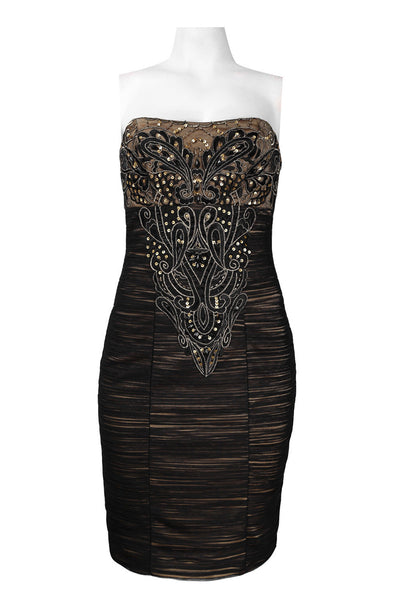 Sue Wong N4143 Embroidered Sequin Strapless Mesh Dress