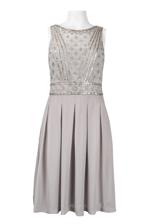 Sue Wong N4216 Sleeveless Beaded Bodice Pleated Dress