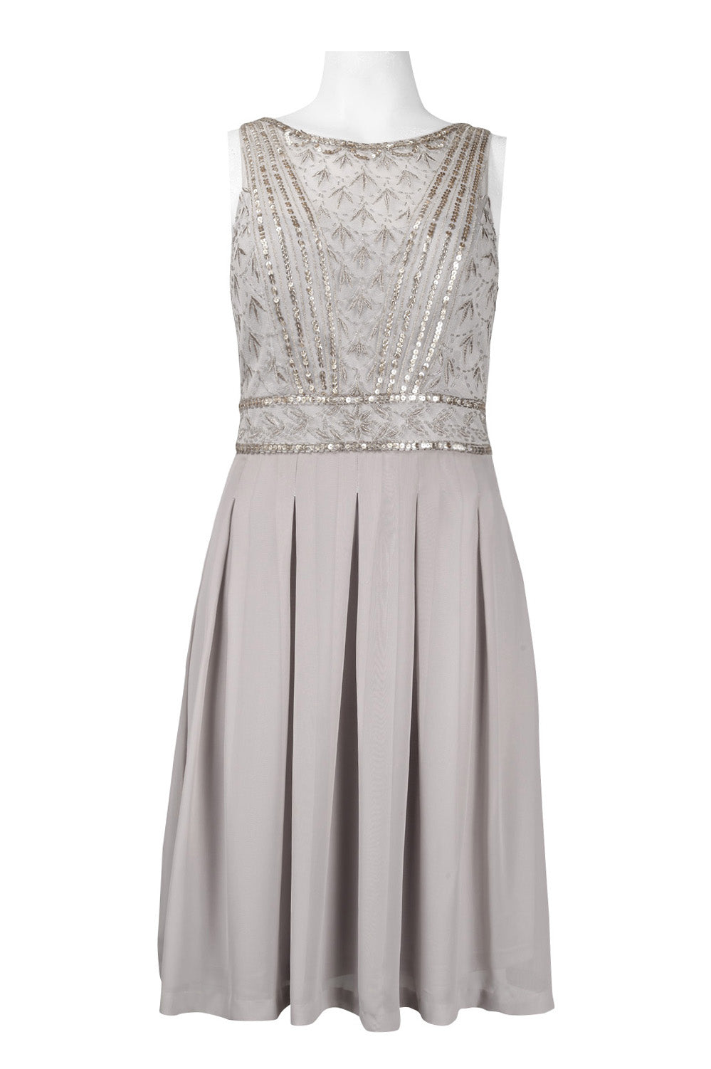 Sue Wong N4216 Sleeveless Beaded Bodice Pleated Dress