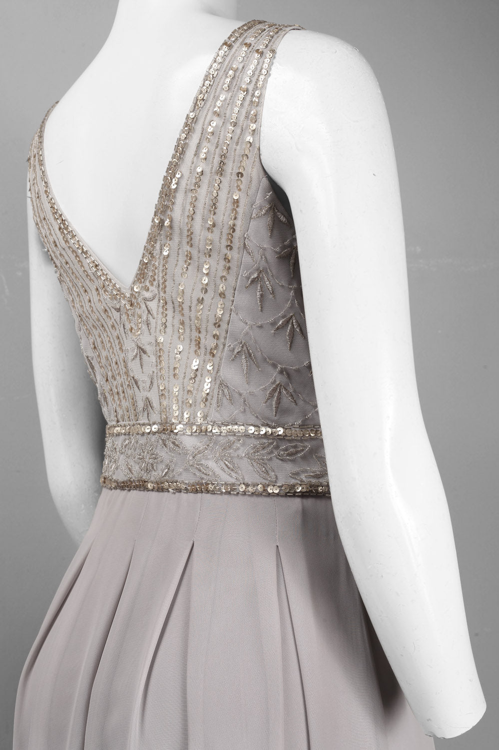 Sue Wong N4216 Sleeveless Beaded Bodice Pleated Dress
