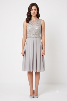Sue Wong N4216 Sleeveless Beaded Bodice Pleated Dress
