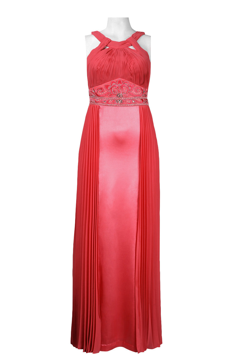 Sue Wong N4312 Halter-Style Beaded Waist Accordion Dress