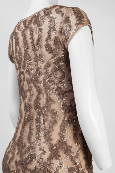 Sue Wong N4442 Cap Sleeve Sequined Sheath Dress