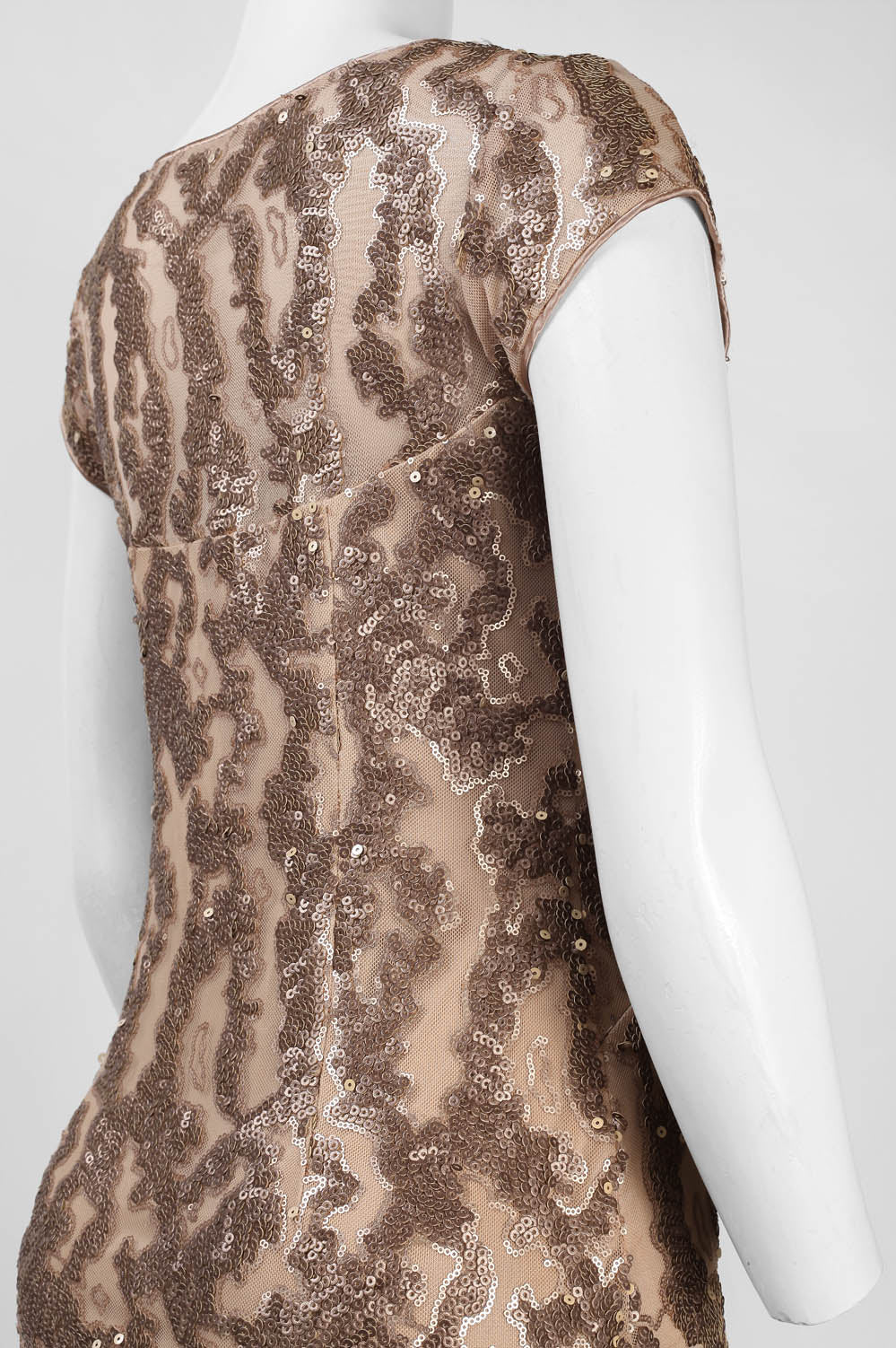 Sue Wong N4442 Cap Sleeve Sequined Sheath Dress