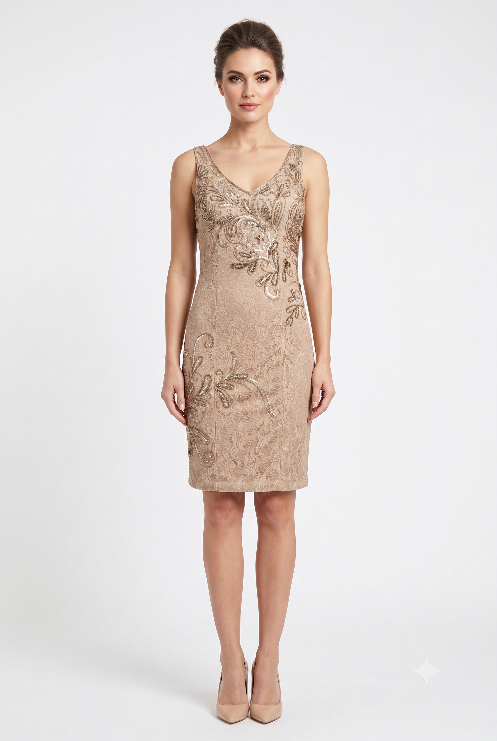 Sue Wong N5116N Sleeveless Bodycon Embellished Lace Dress