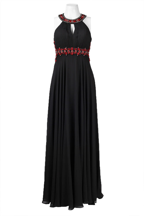 Sue Wong N5330 Halter Beaded Cutout Back Evening Dress