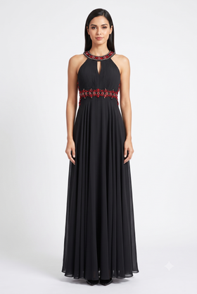 Sue Wong N5330 Halter Beaded Cutout Back Evening Dress