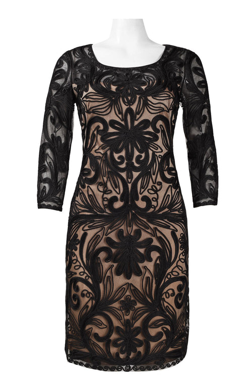 Sue Wong N5344 3/4 Sleeve Floral Embroidered Mesh Dress