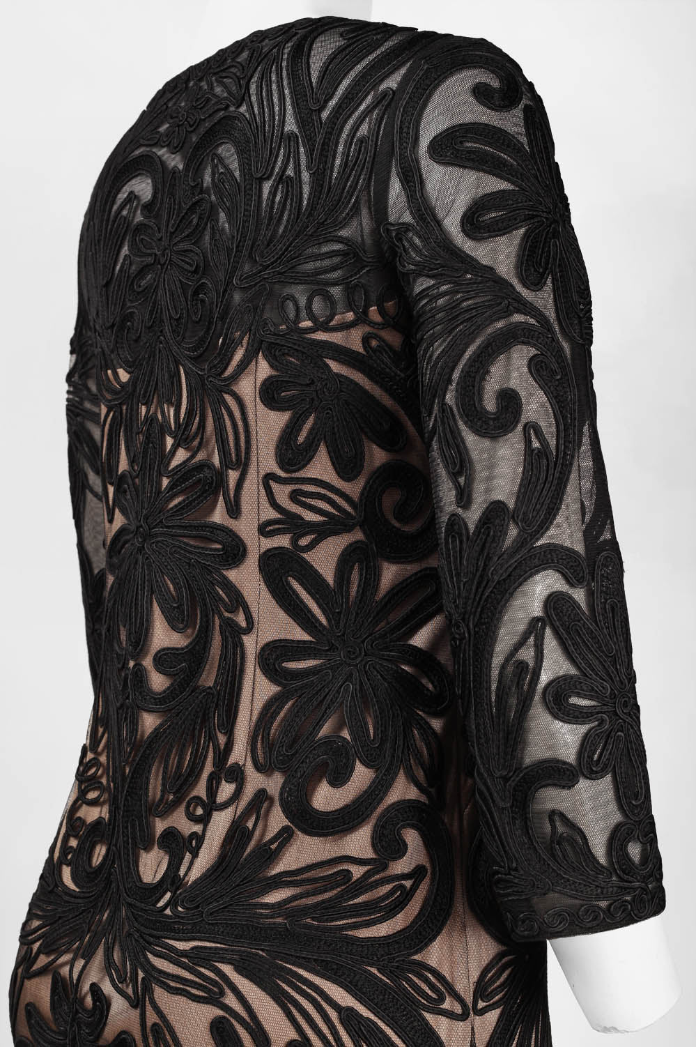 Sue Wong N5344 3/4 Sleeve Floral Embroidered Mesh Dress