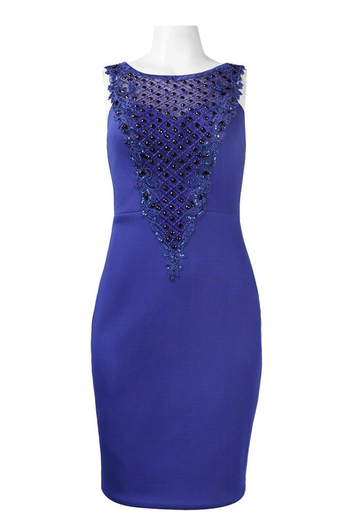 Sue Wong N5345NM Sleeveless Beaded Scuba Dress