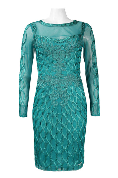 Sue Wong N5412 Long Sleeve Embroidered Open-Back Dress