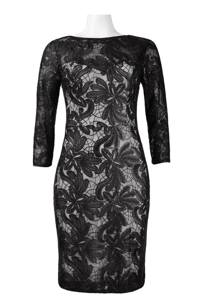 Sue Wong N5443 3/4 Sleeve Sequined Mesh Short Dress