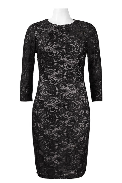 Sue Wong N5551 Ornament Motif 3/4 Sleeve Open-Back Dress