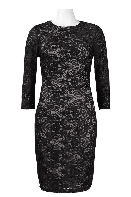 Sue Wong N5551 Ornament Motif 3/4 Sleeve Open-Back Dress