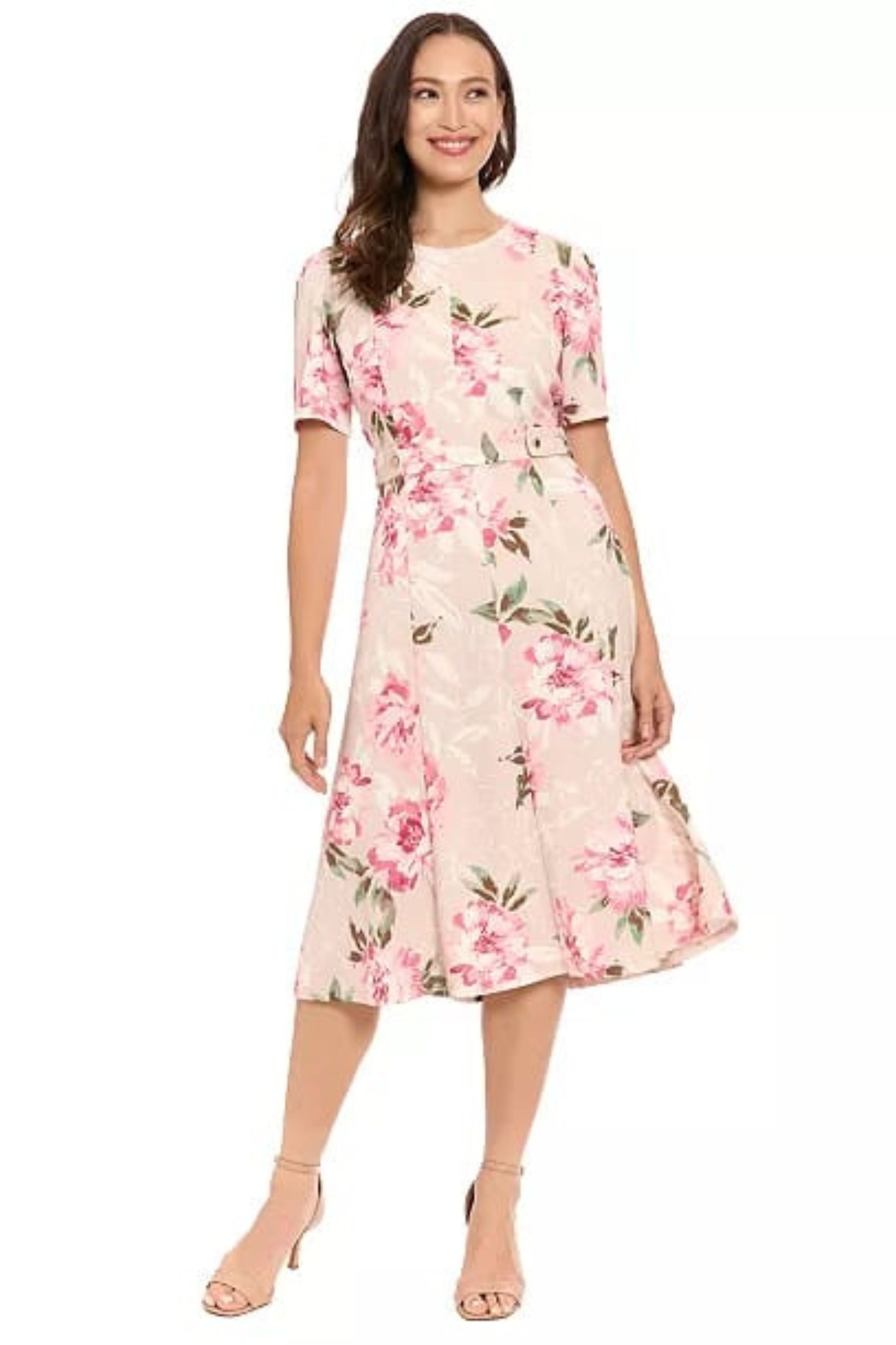 London Times S/S Side TAB Fit AND Flare DRESS, 8