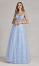 Vestido de fiesta largo con escote ilusión T1084 en color bígaro