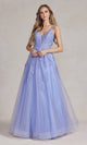 Vestido de fiesta de tul bordado, espalda con corsé, estilo T1136