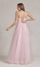 Vestido de fiesta de tul bordado, espalda con corsé, estilo T1136