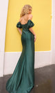 Vestido de fiesta sin tirantes T1329 con mangas abullonadas